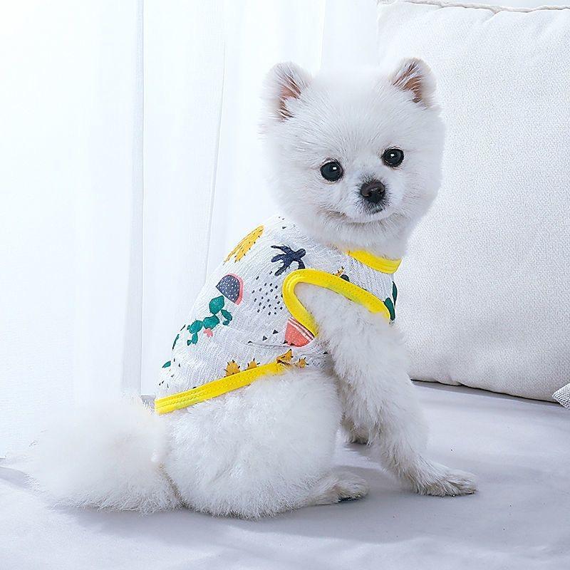 Милый тонкий летний жилет для собак с принтом медведя, одежда для собак, костюм для щенка, чихуахуа, бишона, солнцезащитный жилет для кошек и собак, охлаждающий жилет, футболка для девочек и собак