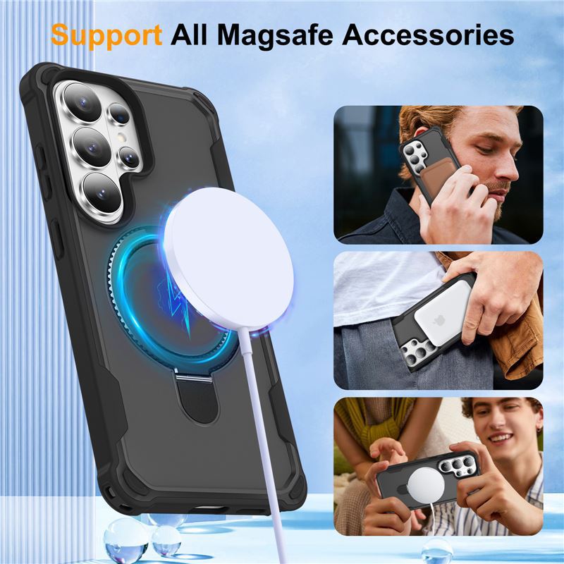 Suitable for Samsung S26 four-corner anti-drop phone case, armor S26Ultra protective cover with magnetic stand