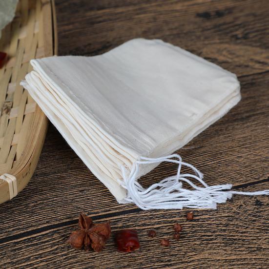 10/20 шт. многоразовых мешочков для специй с завязкой, мешочки из натуральной хлопковой ткани для фильтрования чая, трав, супа, многоразовые чайные пакетики, прочные мешочки из марли