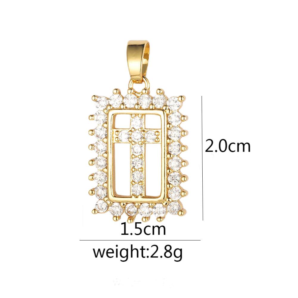 Подвеска из микроциркония с медной инкрустацией, крест, сохраняющий цвет, аксессуары для ожерелья из меди с позолотой.