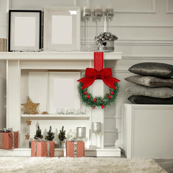 Мини рождественские венки для шкафов венки с лентами банты ягоды искусственные сосновые иголки венки для входной двери окна кухонные шкафы декор