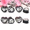 2pcs 8-30mm Black Heart Ear Tunnels Gauges Plug Ear Stretcher Expander Body Piercing Jewelry for Women Men