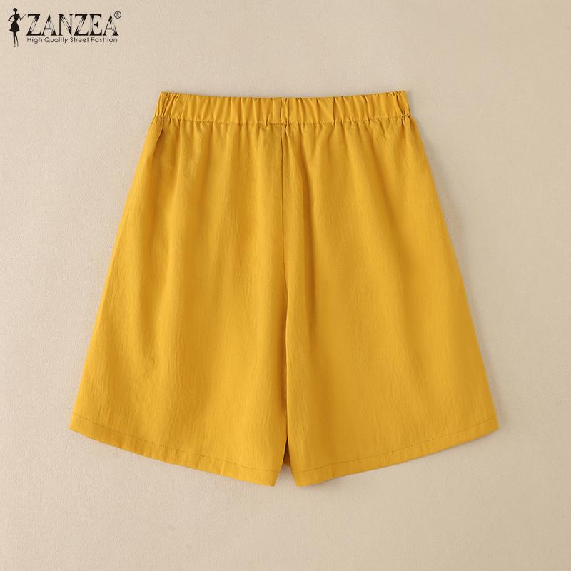 ZANZEA Женские повседневные свободные шорты А-силуэта с эластичной резинкой на талии