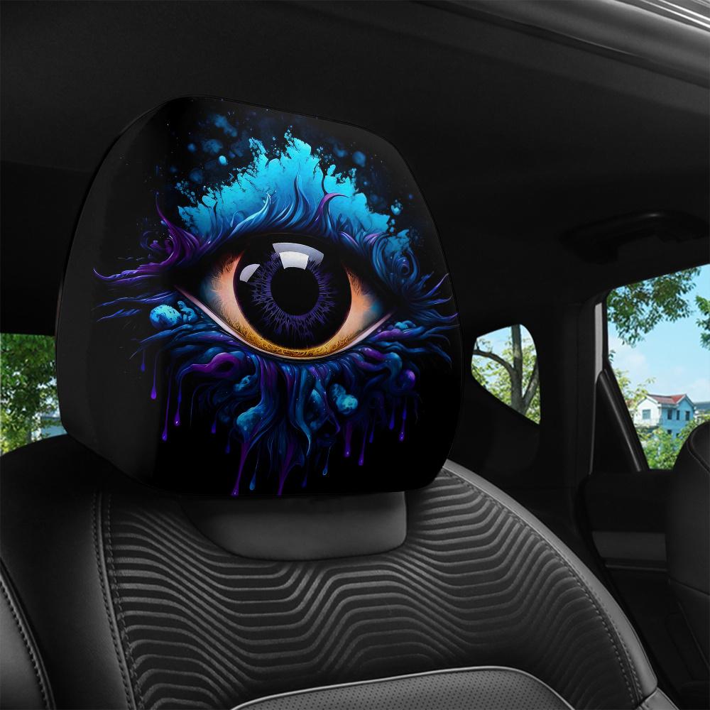 Mystical Eye Print Car Headrest Covers Stylish Washable Easy Install Car Seat Headrest Protector Quirky Auto Interior