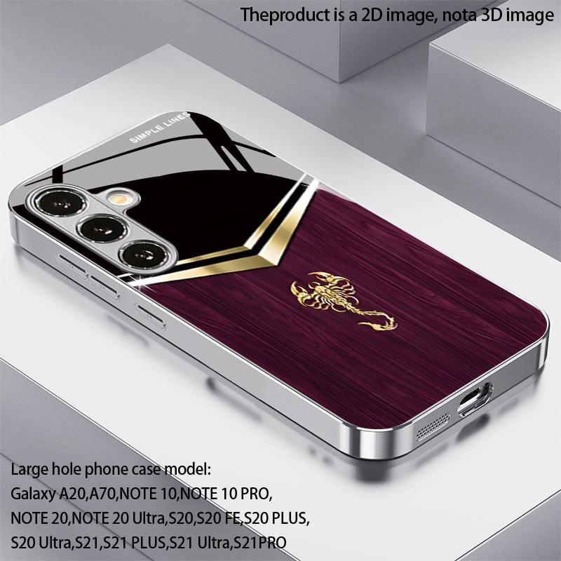 Фиолетовое дерево Золотой узор скорпиона 2D Чехол для телефона для Samsung S26 S25 S24 S23 S22 S21 S20 A56 A36 A16 Защитная стеклянная крышка