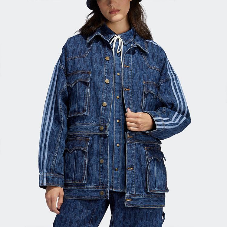 Adidas Originals X Ivy Park съемная хлопковая куртка свободного покроя из денима для мужчин, верхняя одежда синего цвета H61700