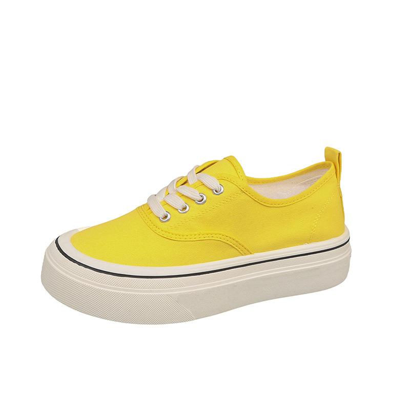 Универсальные парусиновые туфли на толстой подошве, женские низкие туфли, весна 2025, новые повседневные туфли, увеличивающие высоту каблука, туфли на шнуровке, белые туфли с круглым носком