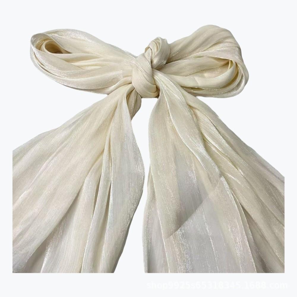 Fashion Solid Color Silk Scarf Chiffon Long Sunscreen shawl Soft Shining Ramadan Long Scarf Outdoor