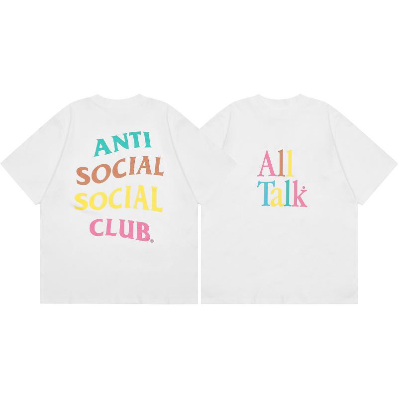 Разница Рыночная Валюта ASSC CLUB Хироси Фудзивара Серия Молния Печатная Свободная Повседневная Футболка с Коротким Рукавом для Мужчин и Женщин