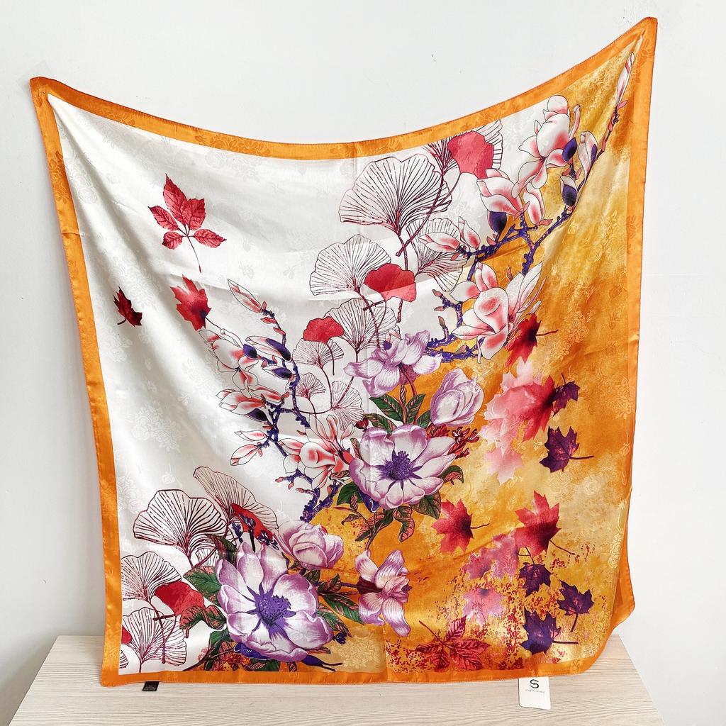 90 см квадратный большой квадратный шарф Four Seasons, роскошная декоративная рубашка, профессиональный платок, повязка на голову, солнцезащитный платок