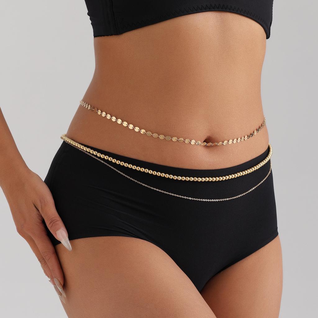 Accessories, Simple And Personalized Multi-Layer Beaded Chain Belt, Retro Punk Sequined Waist Chain For Women