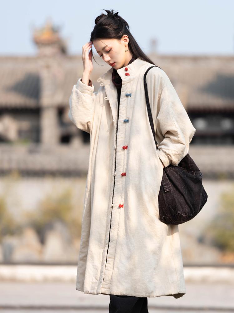 Johnature Женские зимние парки в китайском стиле, однотонные теплые пальто на пуговицах, хлопковые женские винтажные парки