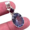 Натуральный мистический топаз, гранат 925 пробы серебро ювелирная подвеска 1,50" p0q03