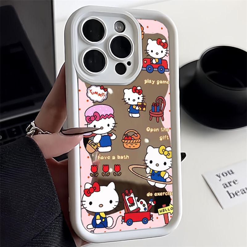 Mirror Cartoon Hello Kitty Bracelet Phone Case For Google Pixel 10A 10 Pro 9A 8A 7A 9 Pro XL 7 8 PRO 7Pro Soft TPU Cute Cover