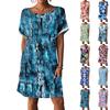 Women's Fashion Short Sleeve Dress With Pockets Floral Print Casual Beach Dress