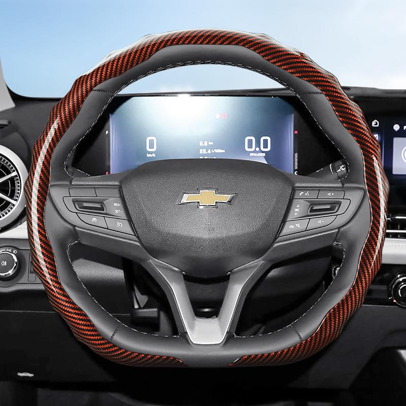 Подходит для Chevrolet Накладка на руль с текстурой под карбон, защелкивающаяся, волнообразной формы, спортивный дизайн, Silverado, Malibu, Equinox, Traverse, Camaro, Corvette