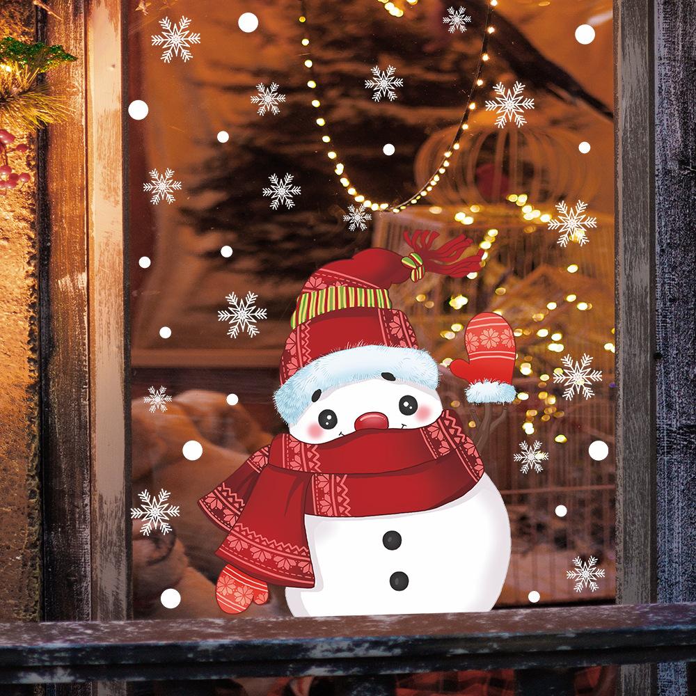 Размахивающий рождественский снеговик снежинка украшение для дома стеклянные окна наклейки на окна