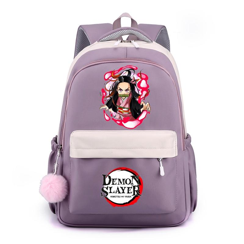 Аниме Demon Slayer, нейлоновый милый мягкий рюкзак, повседневная сумка для книг, школьная сумка для девочек, мальчиков, мужчин и женщин, дорожная сумка для отдыха Mochila