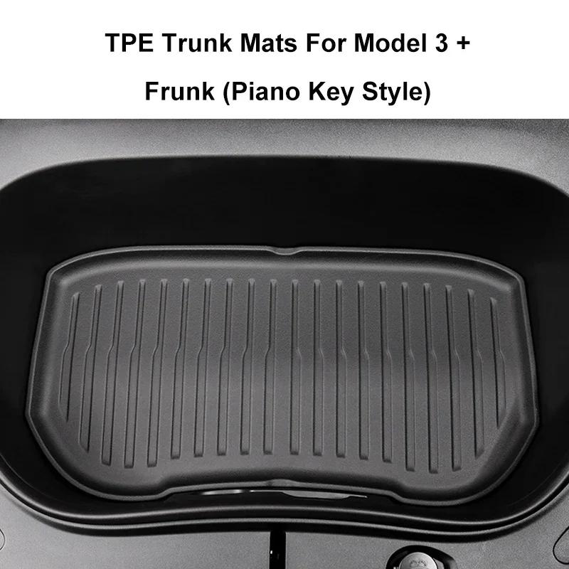 For Tesla Model 3+ 2024-2024 Upgrade TPE Front Storage Box Pad Rear Trunk Mat Waterproof Protective Liner Trunk Tray Floor Mat