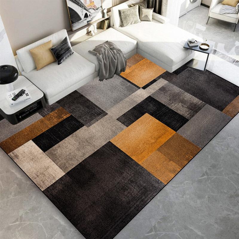 Nordic Black Brown Carpet for Living Room Home Decorations Coffee Table Large Area Plaid Rugs Bedroom Floor Mats Children Carpet
