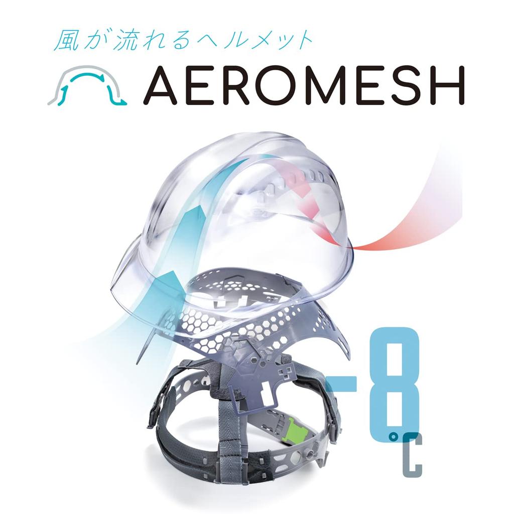 Helmet with Work Aero [DIC Plastics] Shield, Use, Ventilated, Mesh, SYA-CSV-SFE4M-M2, Yellow/Smoke