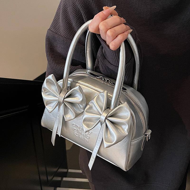 2025 New Sweet Girl Style Bow Portable Boston Bag Fashion Niche Design Versatile Messenger Bag Women