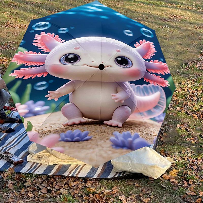 1PC Axolotl Ocean Umbrella-8-Rib Reinforced Portable Folding Travel Suitable for All Seasons Outdoor Daily Use -J0353