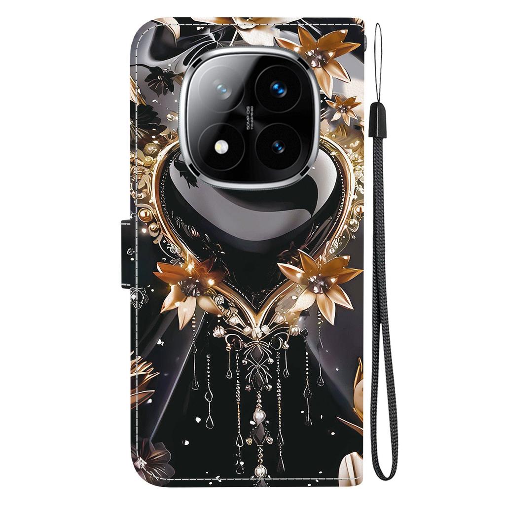 Чехол-кошелек для Xiaomi Poco X7 5G/Redmi Note 14 Pro 5G/Note 14 Pro+ 5G с принтом, кожаная подставка, чехол для телефона с ремешком