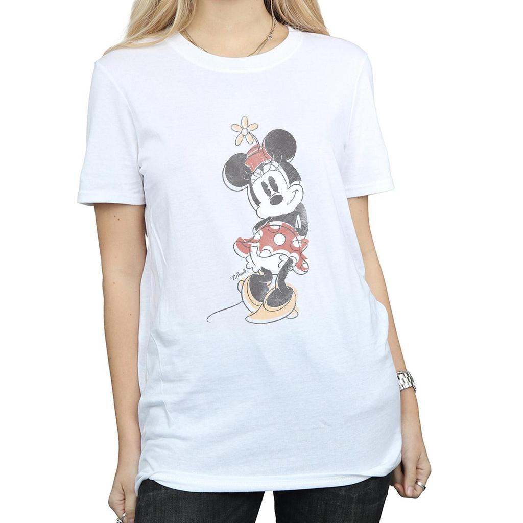Disney Womens/Ladies Minnie Mouse Offset Cotton Boyfriend T-Shirt