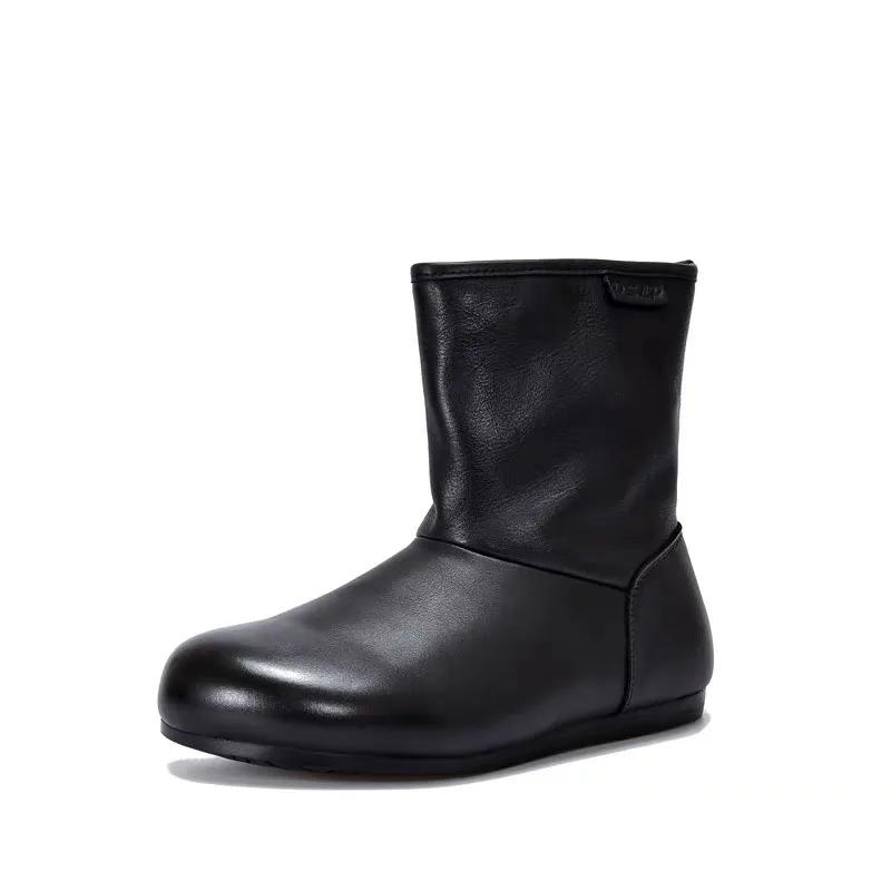 Модная повседневная модная зимняя женская обувь 2024 года, удобные и теплые женские зимние сапоги, водонепроницаемые и нескользящие женские кожаные сапоги