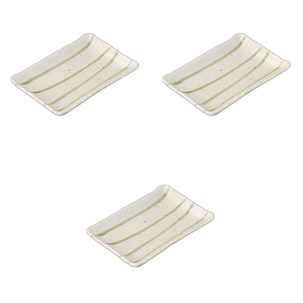 Set of 3 Flowing Water Yakitori Plates X Ceramic Yakitori Plates by Setomonohonpo [21 14cm]