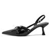 Fashion Pumps Footwear Black Women High Heels Shoes Luxury Fashion Metal Buckle Ladies Heels Shoes Female Pointed Toe Slingbacks