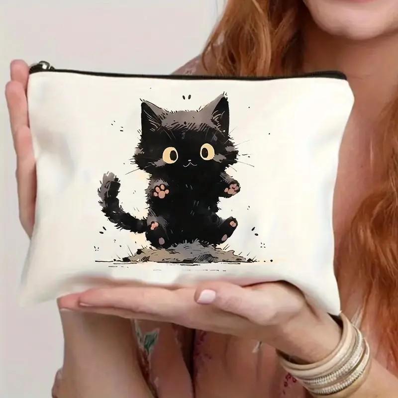 Кошка, Девочка с клубникой, Узор дружбы, Сумка для путешествий, Водонепроницаемая полиэстеровая сумка на молнии, Косметика, Аксессуары