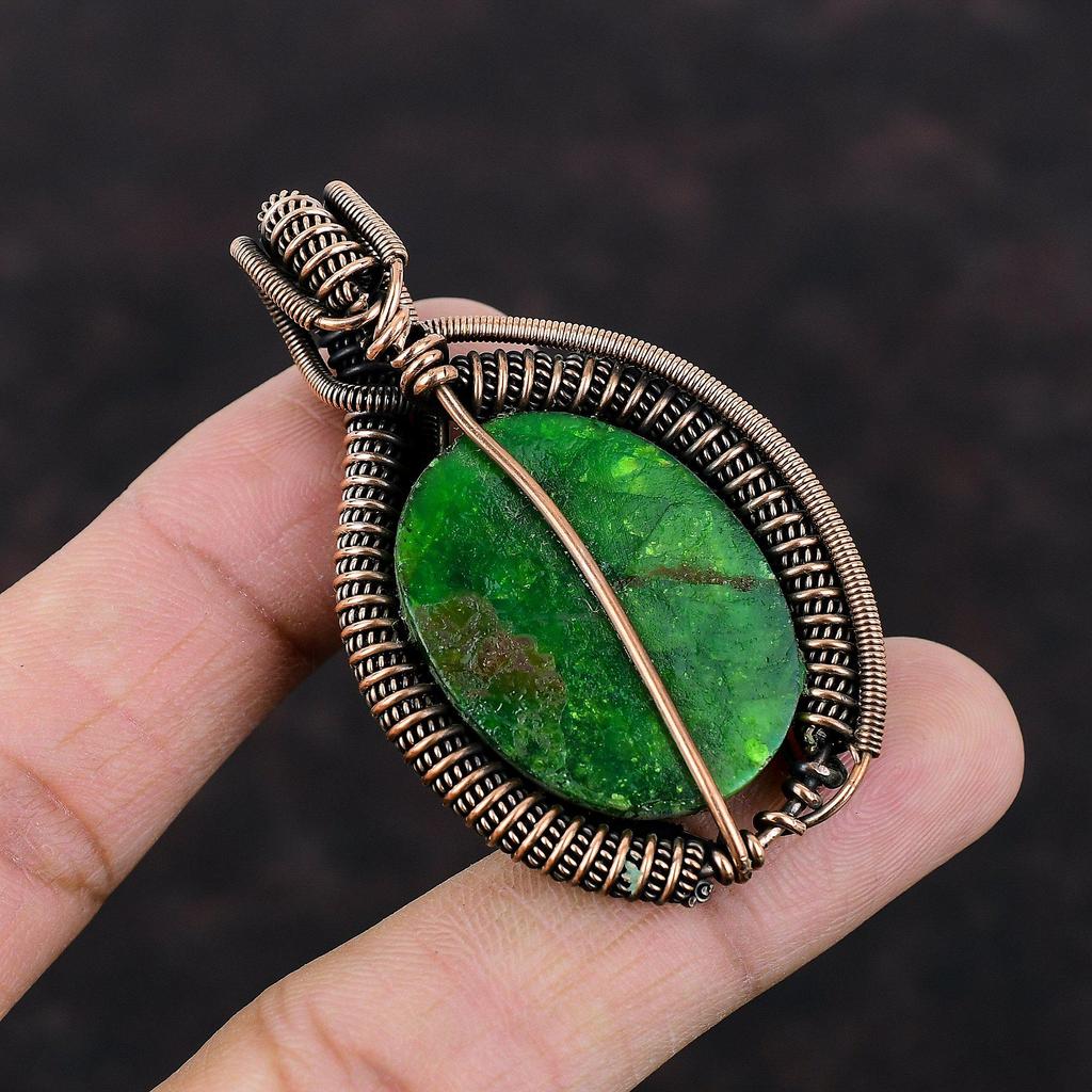 Green Fire Labradorite Pendant Copper Wire Wrapped Pendant Handmade Pendant Designer Copper Jewelry Gemstone Pendant Special Occasion Gift
