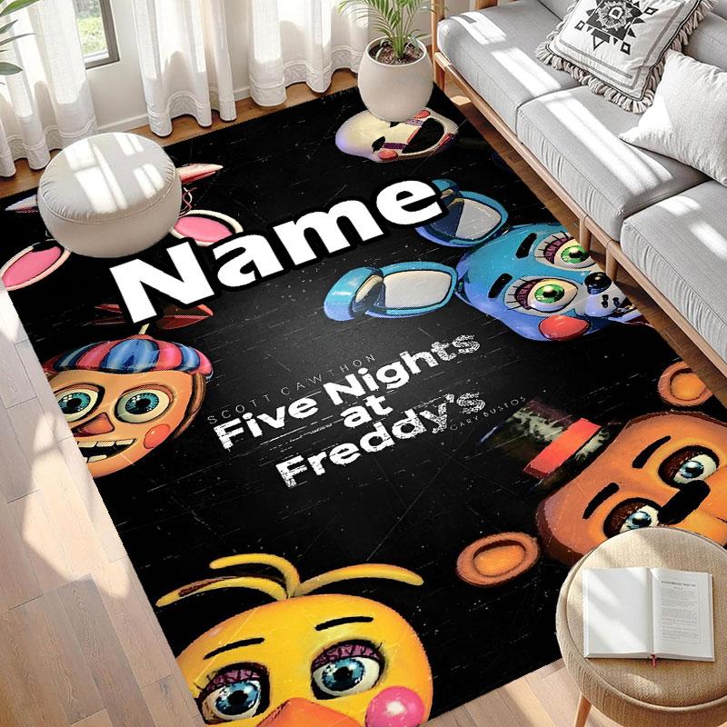 Custom Name Personalized Five Nights at Freddy's Print Carpet, Versatile Home Decor Rug, for Playroom, Apartment, Balcony, Entryway, Hallway Gift
