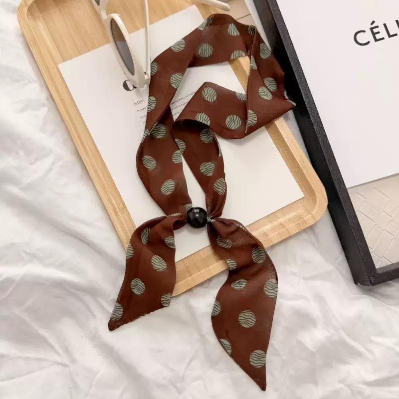 New Spring Retro Single Bead Silk Scarf - Fashion Satin Versatile Outdoor Travel & Photography Wrap for Women
