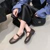 Spring and Summer 2025 New Flat-soled Single Shoes One-word Buckle Shallow Mouth Mary Jane Shoes Fashion with Skirt Women's Shoes