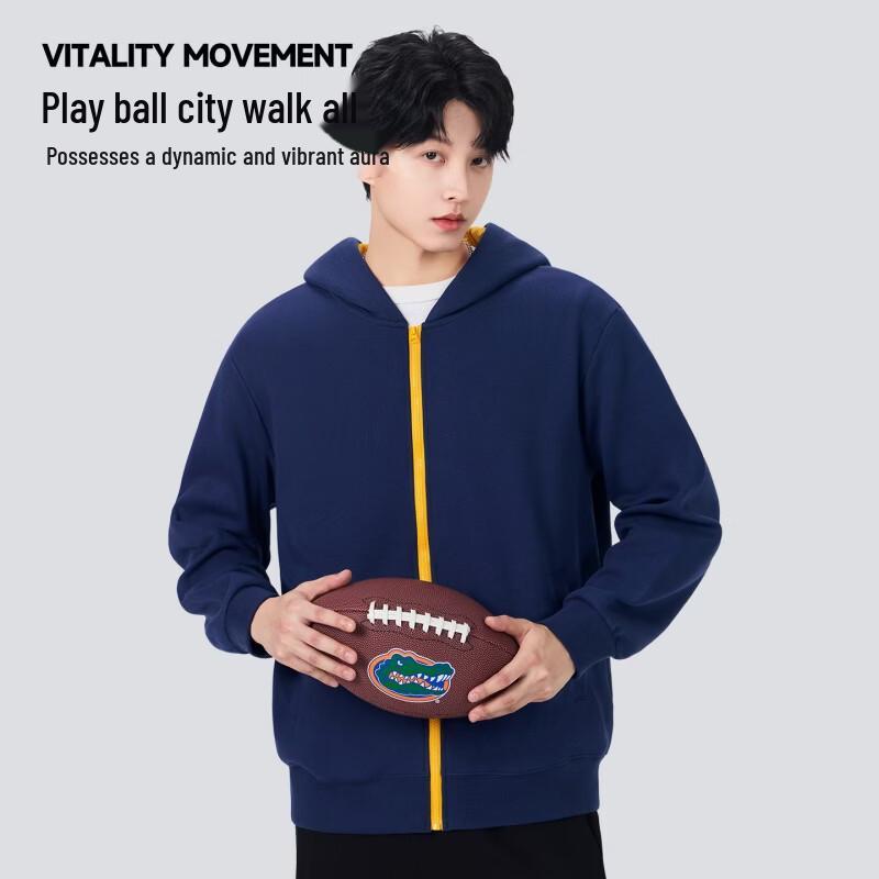 MINISO Japanese Style Color-Block Zip-Up Hooded Sweatshirt