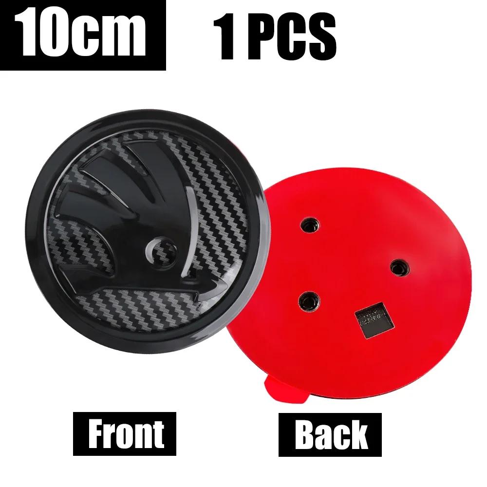 Car Sticker 2025 New 8/9/10cm Carbon Fiber Badge Car Front Hood Emblem Tail Trunk Logo Sticker For Skoda Octavia Karoq Skoda S V