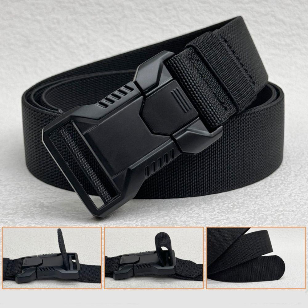Casual Alloy Buckle Men's Nylon Belt Elastic All-match Canvas Belt Simple Korean Style Jeans Waistband Men/Boys