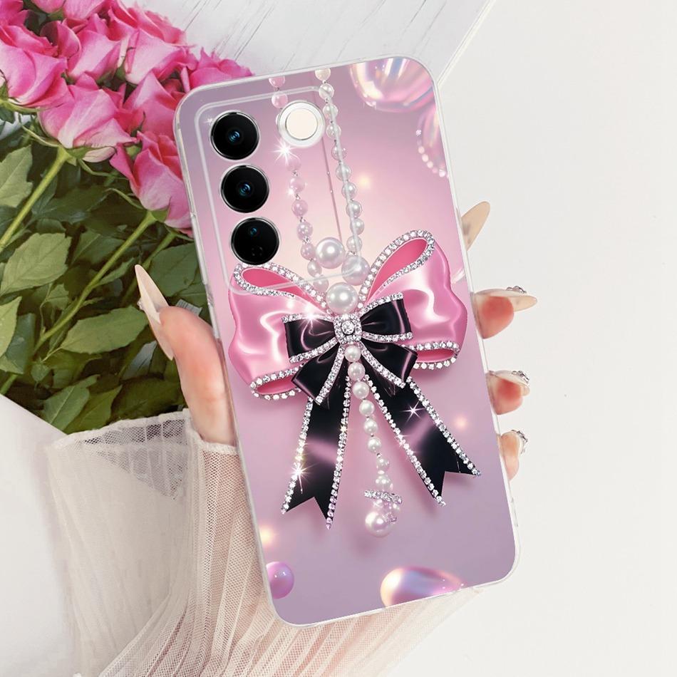 For Vivo V27 V27Pro Cute Flower Butterfly Cat Painted Case For Vivo V 27 V27 Pro V2230 V2231 Soft Silicone TPU Phone Cases