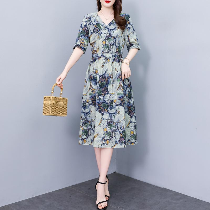 Модные летние платья для женщин больших размеров, повседневное элегантное длинное платье с коротким рукавом, летняя винтажная одежда