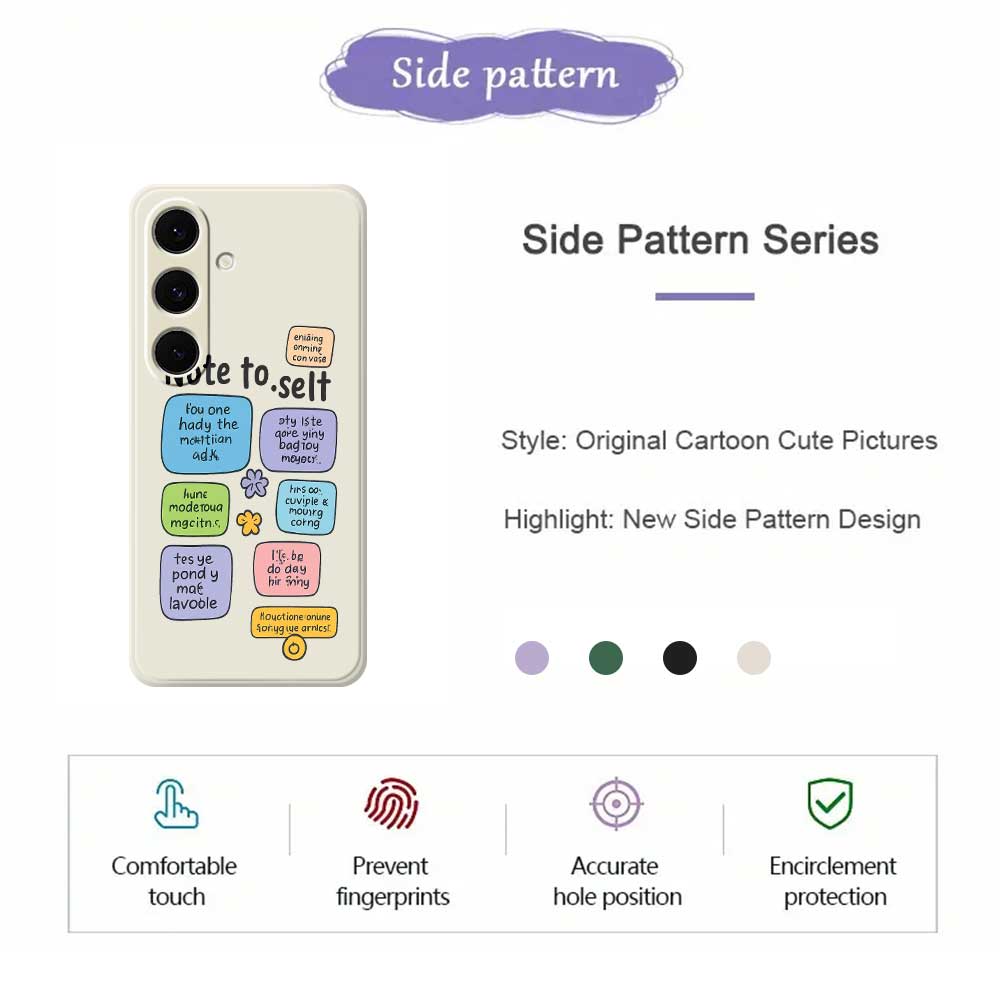 For Samsung Galaxy S24 FE Case Colored Sticky Notes Pattern Printing Straight Edge TPU Phone Back Cover