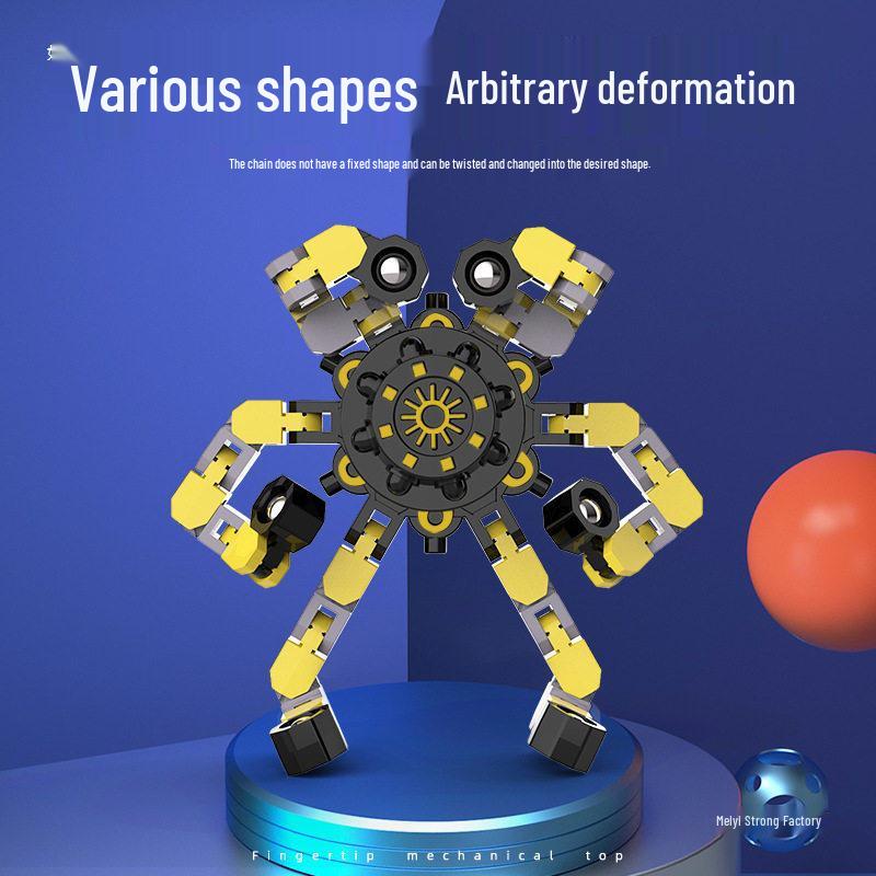 Transformable Robot Fidget Spinner: Black Tech Mechanical Toy for Children's Stress Relief
