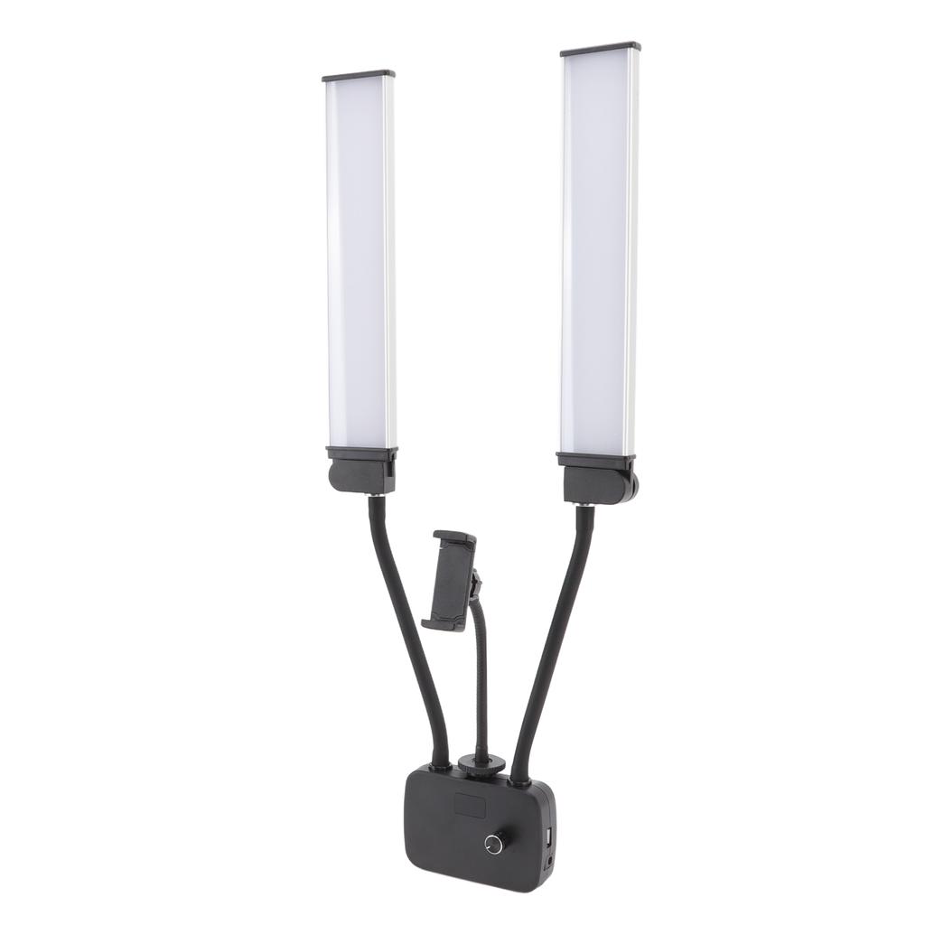 Светодиодный заполняющий свет 3200K до 5600K с двумя держателями, регулируемая яркость, USB с держателем для телефона, видео