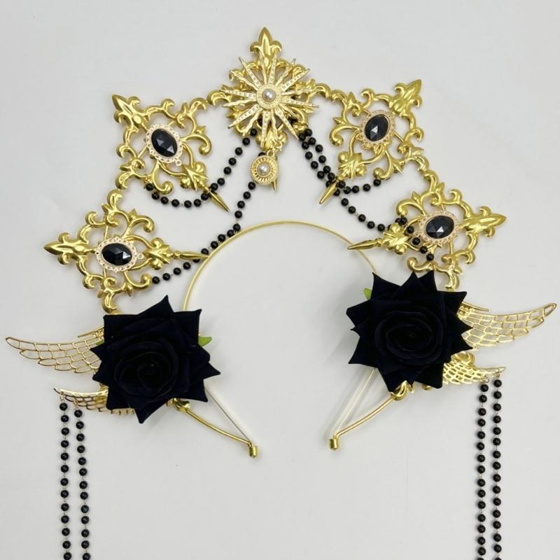 Ангельские нимбы Короны Марии Богини Повязка Золотые диадемы Короны Лолиты Свадебные Косплей Хэллоуин Головной убор