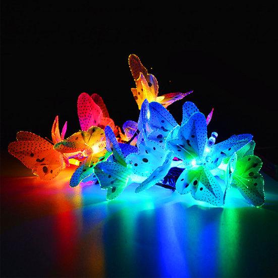 46011 LED Solar Optic Butterfly Dragonfly Power Fibre String Light Garden Decor