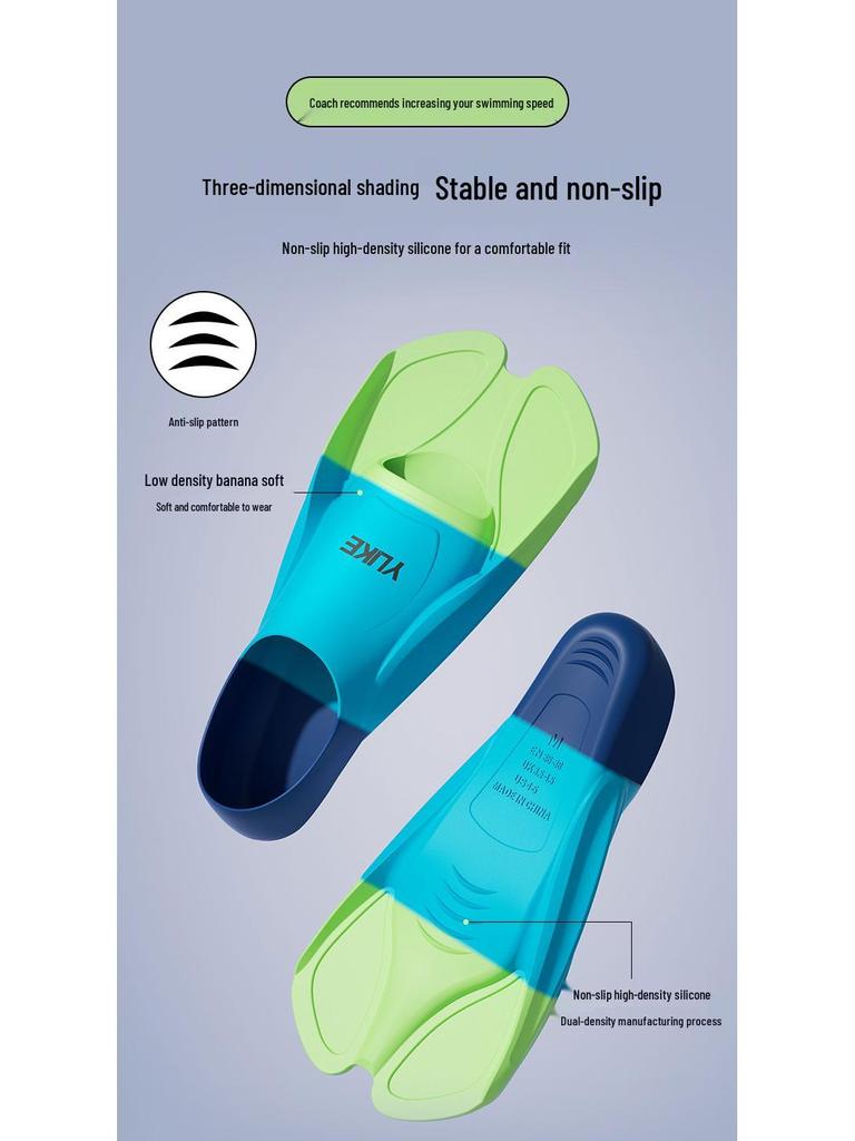Professional Silicone Short Fins for Adult & Children Snorkeling, Freestyle & Diving Training