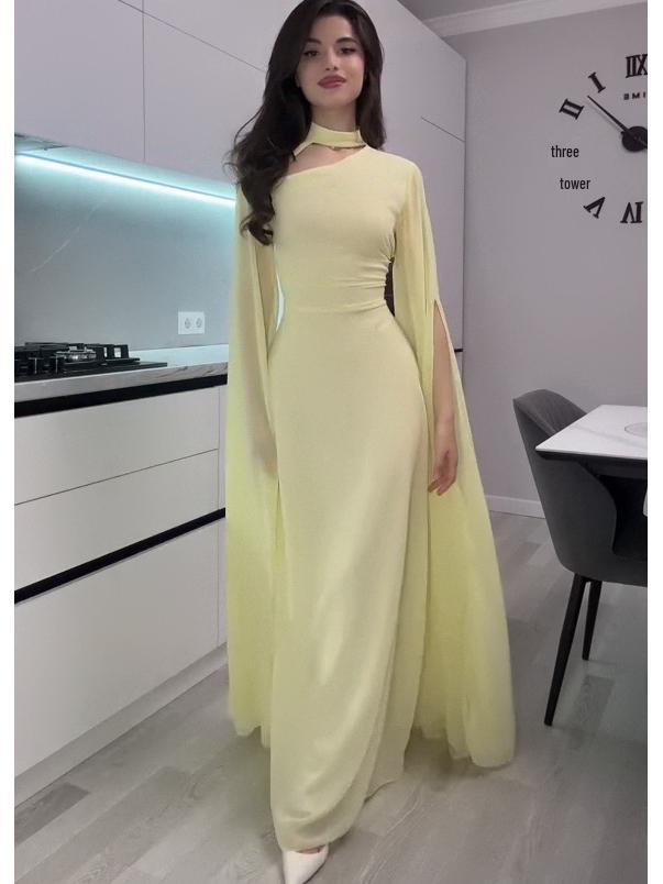 Женское однотонное платье с рукавами-колпачками для работы, 2025