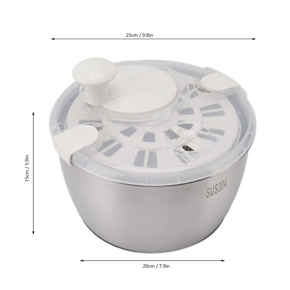 Stainless Steel PP Salad Spinner Large Capacity Lettuce Spinner Convenient Fruit Washer Meal Prep